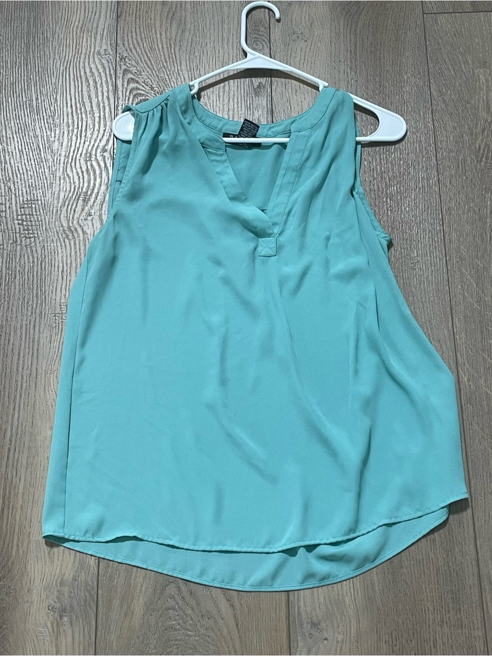 Grace Sleeveless V-Neck Camisole in Aqua Blue